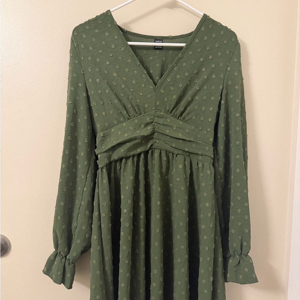 SHEIN Olive Long Sleeve Dress